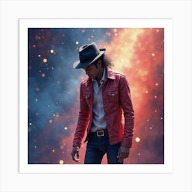 Michael Jackson Performing With A Watercolor Dreamy Galaxy 1 Art Print