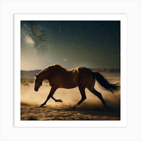 Horse Running In The Desert Art Print