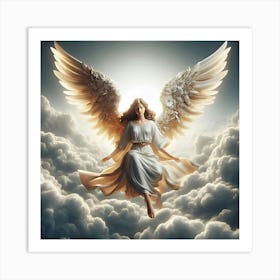 A Beautiful Angel Descending From Heaven On A Cloud(1) Art Print