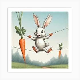 Rabbit Hanging On Wires Art Print