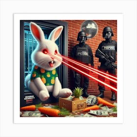 Rabbit With Laser Eyes Art Print