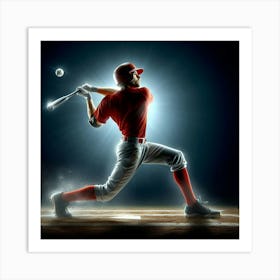 Baseball Player Swinging A Bat 1 Art Print