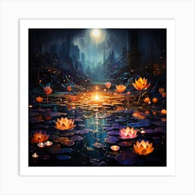 Abstract Art Of Festive Night Art Print