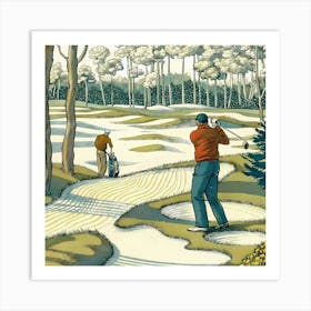 Golfers In The Woods Poster