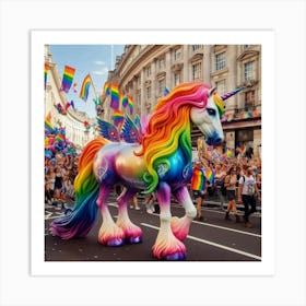 Rainbow Unicorn in Pride Parade Art Print