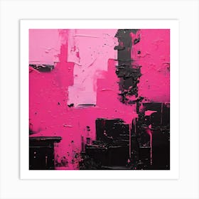 Hand Painted Abstract Black And Pink Art Print