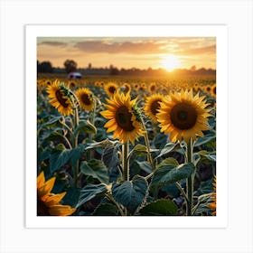 Sunflowers At Sunset 4 Art Print