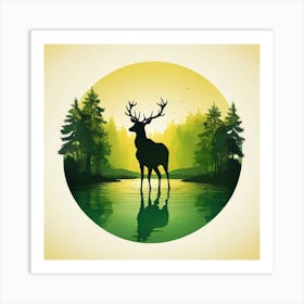 Deer silhouette 4 Art Print