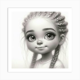 Little Girl With Braids 1 Art Print