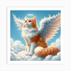 All Cat Go To Heaven 2/4 (pussy cat kitten felines fur baby lost angel wings) Art Print