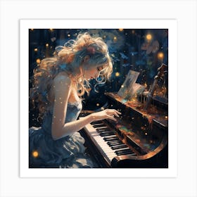 Piano Girl Art Print