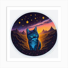 Cat Colored Sky (23) Art Print