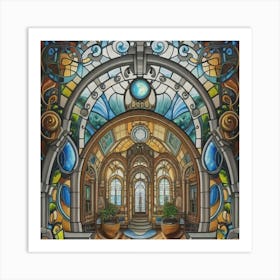 A wonderful artistic painting on stained glass 4 Art Print