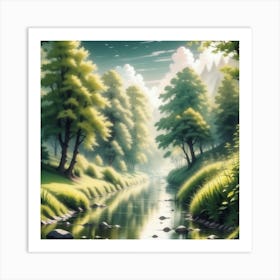 River In The Forest 59 Art Print