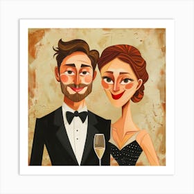 Couple Holding A Glass Of Champagne Art Print