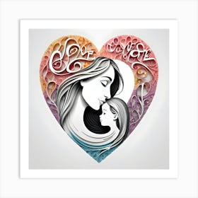 Mother And Child In Heart Art Print