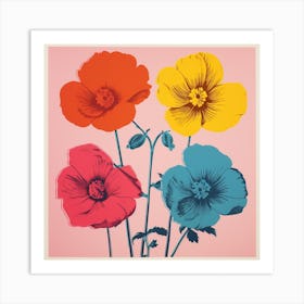 Andy Warhol Style Pop Art Flowers Florals 5 Square Art Print