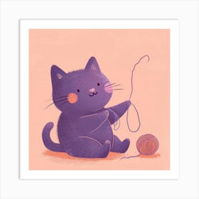 Cat Playing With Yarn 2 Art Print