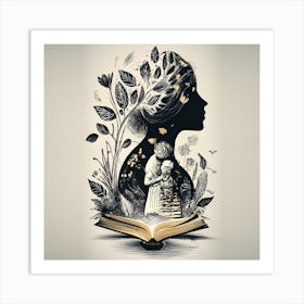 Abstract Woman Holding A Book Art Print