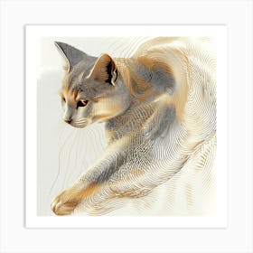 Cat With Waves Art Print