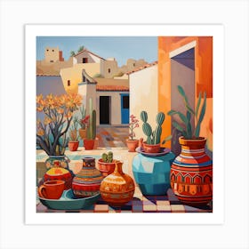 Pots And Cactus 1 Art Print