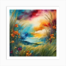 Sunset In The Meadow 3 Art Print