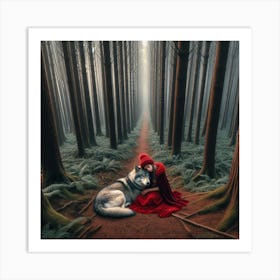 Girl with a wolf Art Print