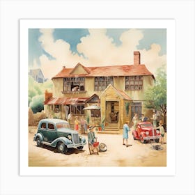 Retro Reverie: Watercolour Impressions from the 1940s Art Print