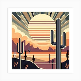 Art Deco Cactus 3 Art Print