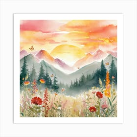 Sunset In The Mountains 7 Art Print