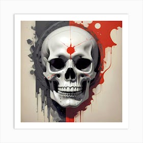 Skull And Blood Selective Colour Artwork Art Print