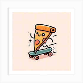 Pizza On Skateboard Art Print