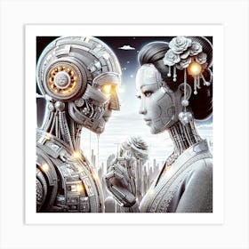 Robot Couple Art Print