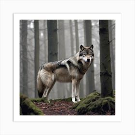 Wolf In The Forest 16 Art Print