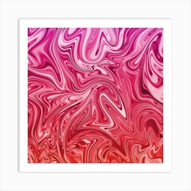 Pink And Red Liquid Marble Art Print