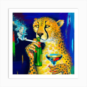 oil pastel cheetah Art Print