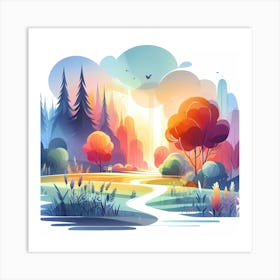 Landscape With Trees 1 Art Print