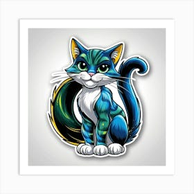 Default Vibrant Cartoon Cat Rendered In Sleek Vector Sticker A 2 (1) Art Print