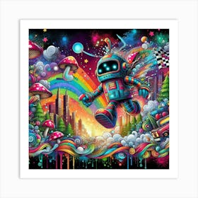 Robot In The City Art Print