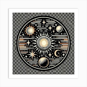 Sun And Moon In A Circle Art Print