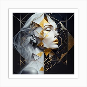 Abstract Geometric Portrait Of A Woman Art Print