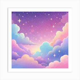 Sky With Twinkling Stars In Pastel Colors Square Composition 135 Art Print