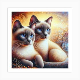 Pair of Siamese cats 3 Art Print