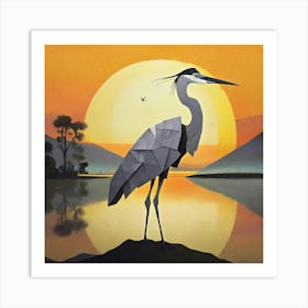 Origami Heron Art Print