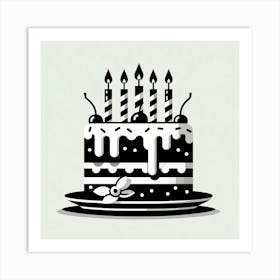 Black And White Birthday Cake 1 Art Print