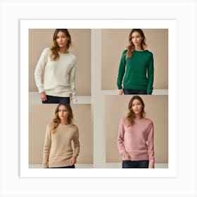 Four Women Wearing Sweaters Art Print