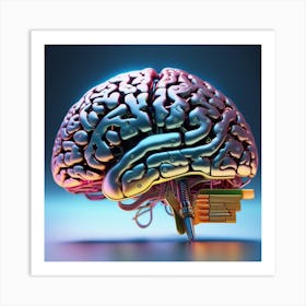 Brain On A Blue Background 2 Art Print