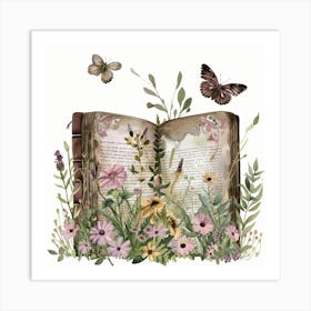 Open Book With Butterflies 5 Art Print