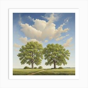 Two Elm Trees Art Print 2 Art Print