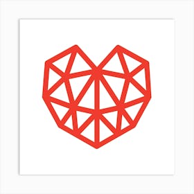 Heart Geometric Abstract Minimalist Simple Red Art Print